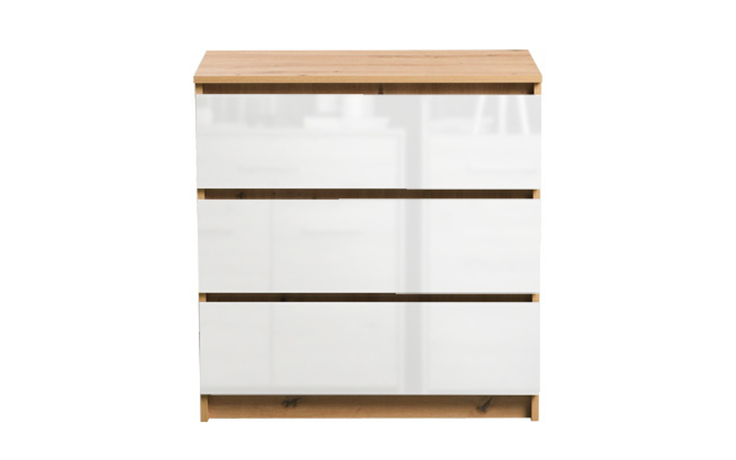 Comoda Vivere, stejar artisan + alb lucios  2